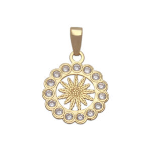 Colgante oro 18kl flor eguzkilore - 12mm