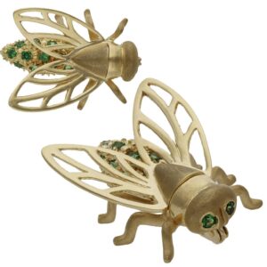 Broche oro 18kl mosca crisopal verde
