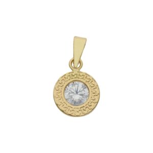 Colgante oro 18kl chaton circonita 9mm