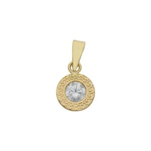 Colgante oro 18kl chaton circonita 7.5mm