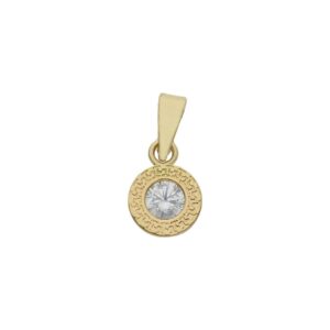 Colgante oro 18kl chaton circonita 6.5mm