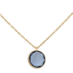 Gargantilla  oro 18kl circulo piedra azul