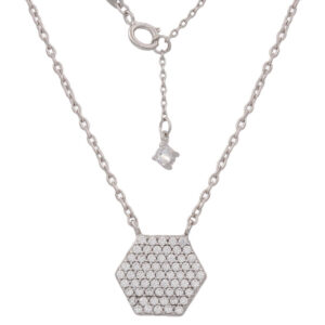 Gargantilla oro blanco 18kl hexagono
