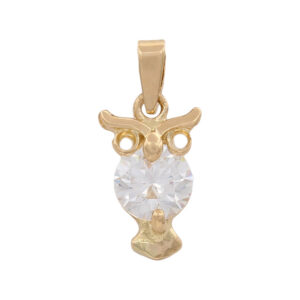 Colgante oro 18kl buho piedra circonita
