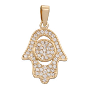 Colgante oro 18kl mano fatima circonitas