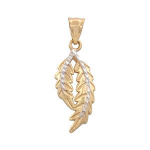 Colgante oro 18kl hoja bicolor