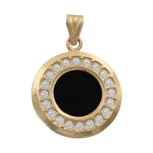 Colgante oro 18kl onix+circonitas - 16mm