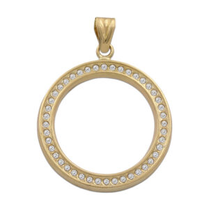 Colgante oro 18kl cerco circonitas - 20mm