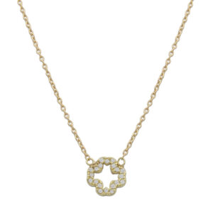 Gargantilla oro 18kl trebol circonitas