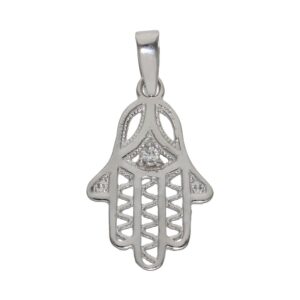 Colgante oro blanco 18kl mano de fatima