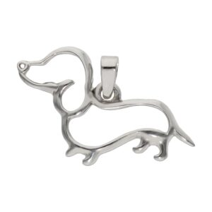Colgante oro blanco 18kl perro - 26x11mm