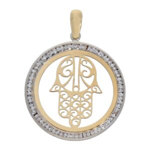 Colgante oro 18kl mano fatima circonitas