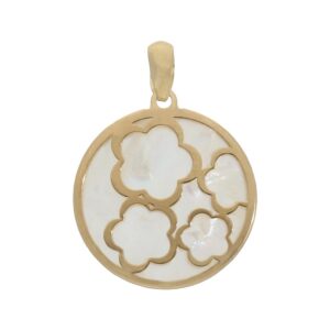 Colgante oro 18kl nacar flores - 16mm