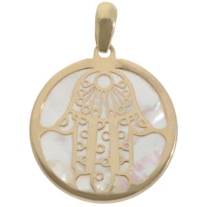 Colgante oro 18kl nacar mano fatima - 20mm