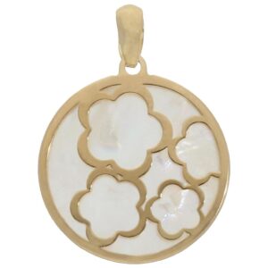 Colgante oro 18kl nacar flores - 20mm