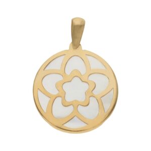 Colgante oro 18kl flores nacar - 16mm