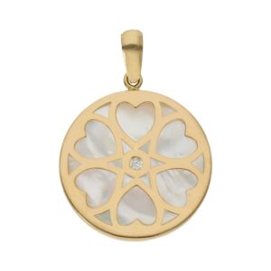 Colgante oro 18kl flor nacar - 16mm
