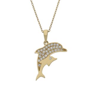 Gargantilla oro 18kl delfines circonitas