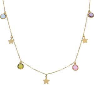 Gargantilla oro 18kl estrellas + piedras