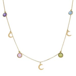 Gargantilla oro 18kl lunas + piedras