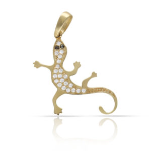 Colgante oro 18kl lagarto circonitas