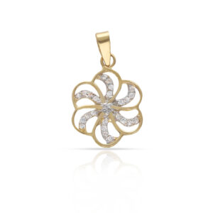 Colgante oro 18kl flor circonitas