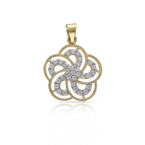 Colgante oro 18kl flor circonitas