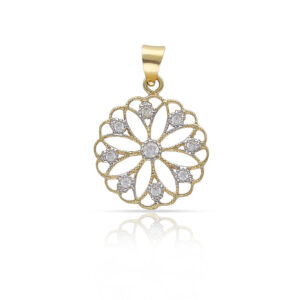 Colgante oro 18kl flor circonitas