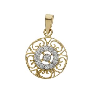 Colgante oro 18kl redondo circonitas