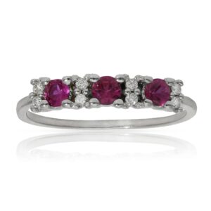 Sortija oro blanco 18kl rubies + diamantes - stock