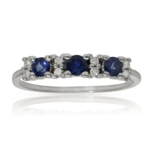 Sortija oro blanco 18kl zafiros + diamantes