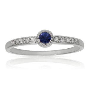 Sortija oro blanco 18kl zafiro + diamantes - stock