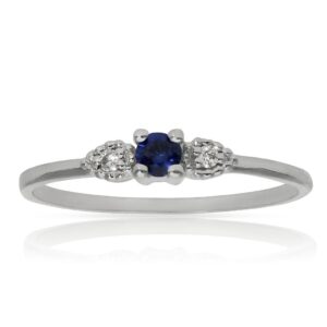 Sortija oro blanco 18kl zafiro + diamantes