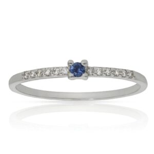Sortija oro blanco 18kl zafiro + diamantes - stock