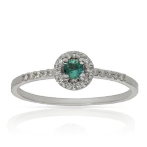 Sortija oro blanco 18kl esmeralda + diamantes - stock