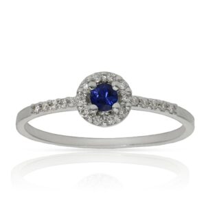 Sortija oro blanco 18kl zafiro + diamantes