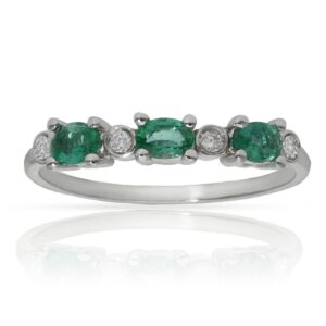 Sortija oro blanco 18kl esmeraldas + diamantes