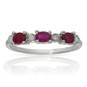Sortija oro blanco 18kl rubies + diamantes - stock