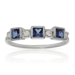 Sortija oro blanco 18kl zafiros + diamantes - stock