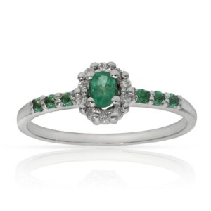 Sortija oro blanco 18kl esmeraldas + diamantes - stock