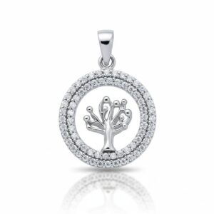 Colgante oro blanco 18kl arbol diamantes