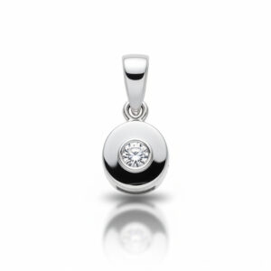 Colgante oro blanco 18kl diamante chaton - 7mm