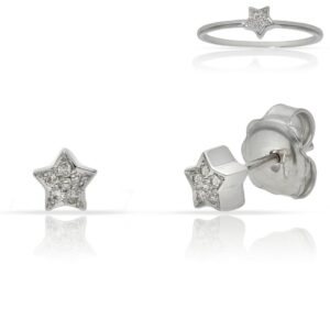Pendientes oro blanco 18kl estrellas diamantes