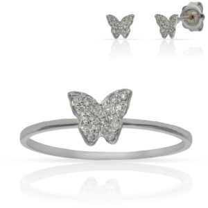 Sortija oro blanco 18kl mariposa diamantes