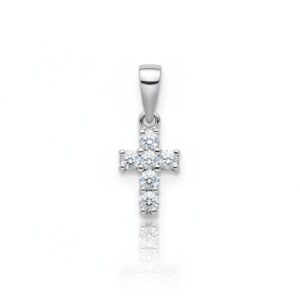 Cruz oro blanco 18kl diamantes
