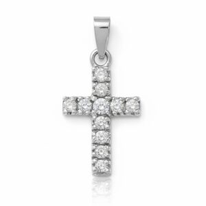 Cruz oro blanco 18kl diamantes
