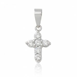 Cruz oro blanco 18kl diamantes