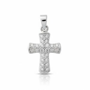 Cruz oro blanco 18kl diamantes
