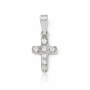 Cruz oro blanco 18kl diamantes