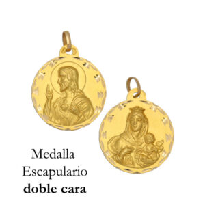 Medalla oro 18kl escapulario - 15mm